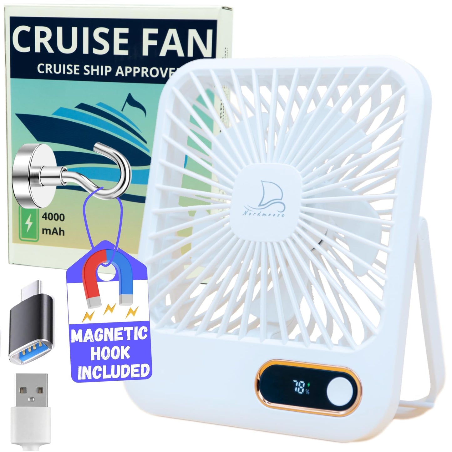 Cruise Ship Approved Fans - White 4000mAh