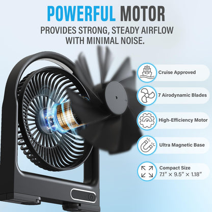 Magnetic Cruise Fan with Remote Control - Black