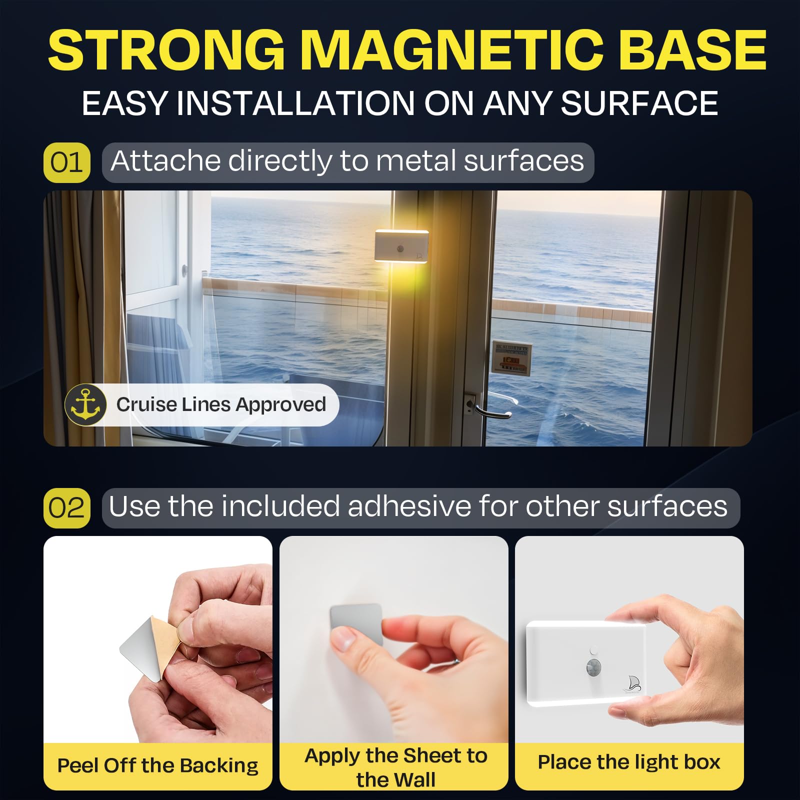 Magnetic Motion Sensor Night Light for Cruise - 3-Pack