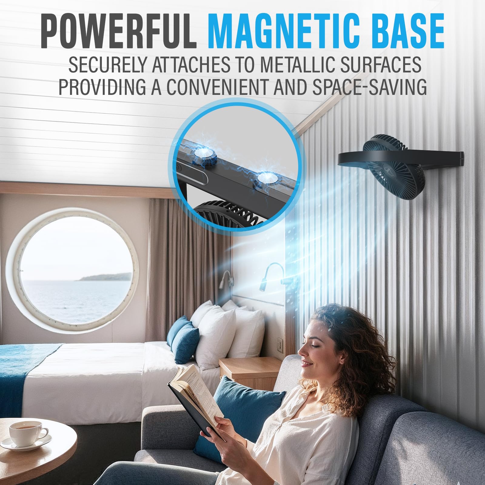 Magnetic Cruise Fan with Remote Control - Black