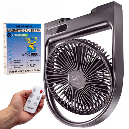 Magnetic Cruise Fan with Remote Control - Black