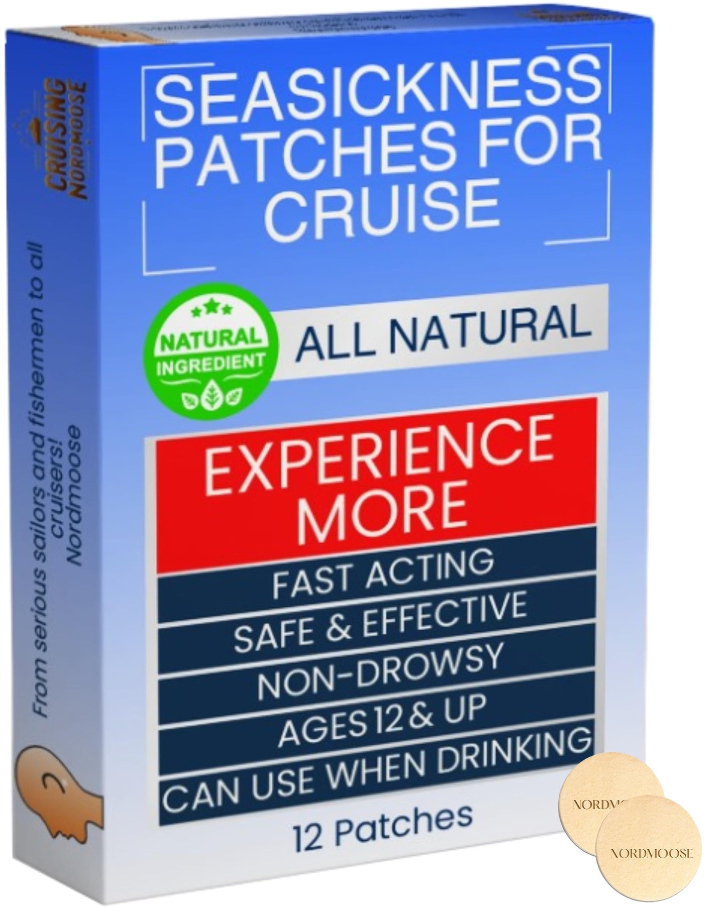 Sea Sickness Patches for Cruise - 1 Box (12 Patches)