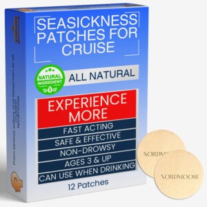 Our all-natural seasickness patches are made with 100% high-quality ingredients, offering safe, side-effect-free relief from nausea and dizziness. Designed to be worn behind the ear, each patch provides fast-acting, non-drowsy protection within 10 minutes and lasts up to 24 hours—perfect for cruise travelers. With 12 waterproof patches per pack, you’re covered for an entire week-long trip, even while swimming or showering. Compact and travel-ready, they’re ideal for cruises, car rides, flights, trains, ferries, or amusement parks. Unlike many alternatives, our patches are also safe to use with alcohol, making them a must-have addition to your cruise essentials.