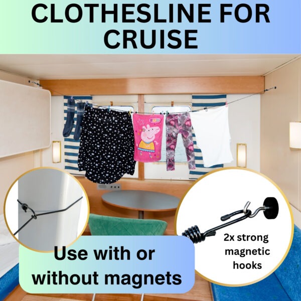 Magnetic Clothesline for Cruise Ship Cabin, Travel clothesline for cruise ship